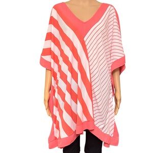 lane bryant Woman’s 22/24 Pink and White Striped Kaftan Top